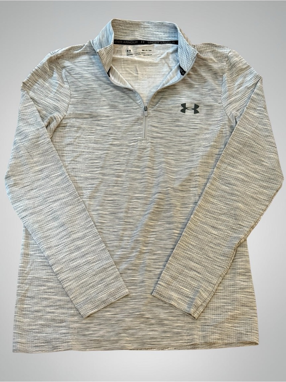 Under Armour HeatGear Quarter Zip Gray Fitted Pullover Mens Small